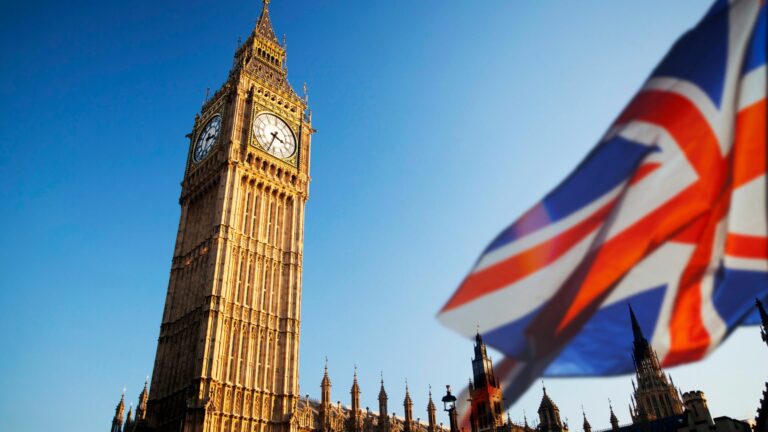 parliament and the UK flag