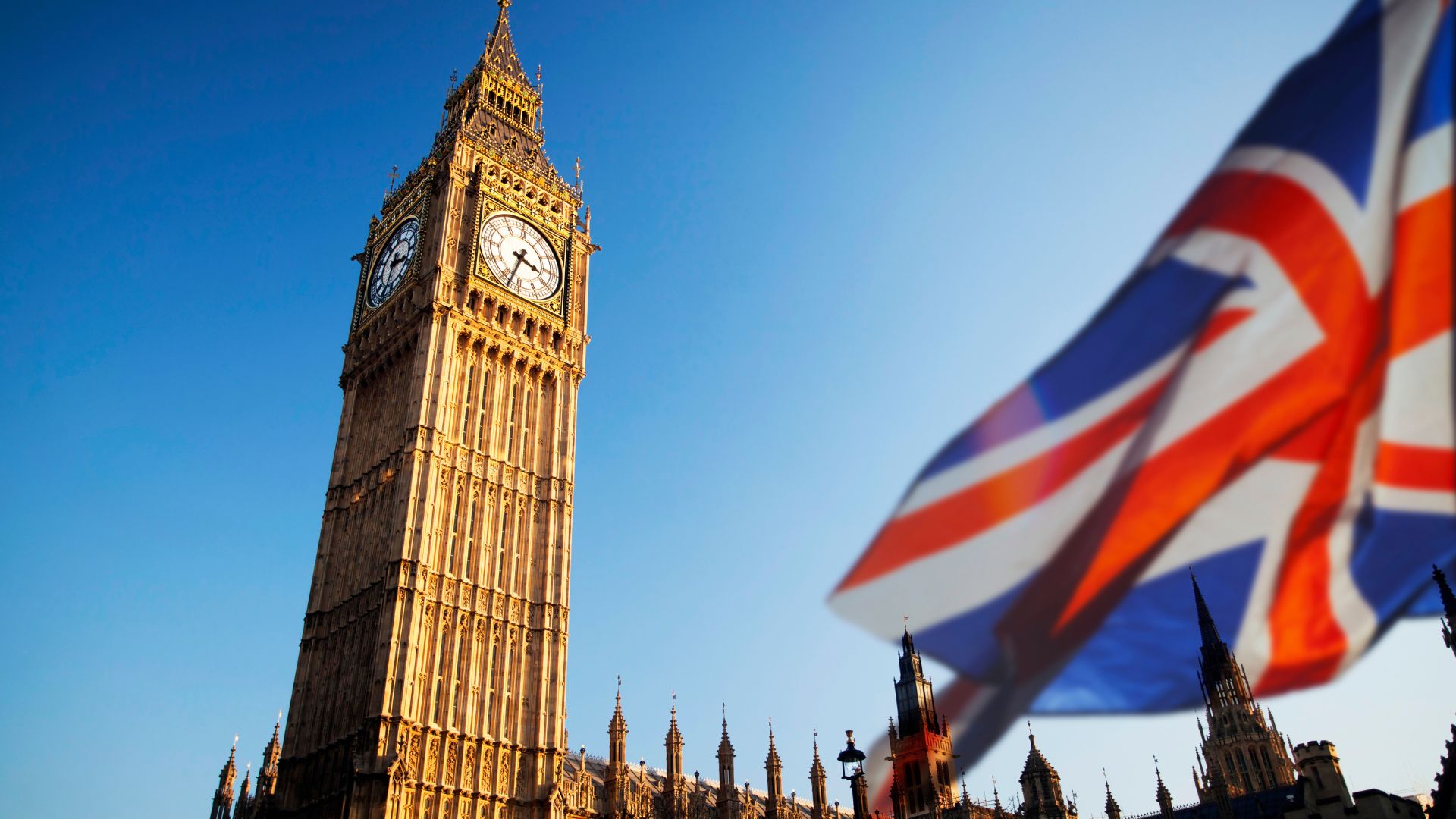 parliament and the UK flag